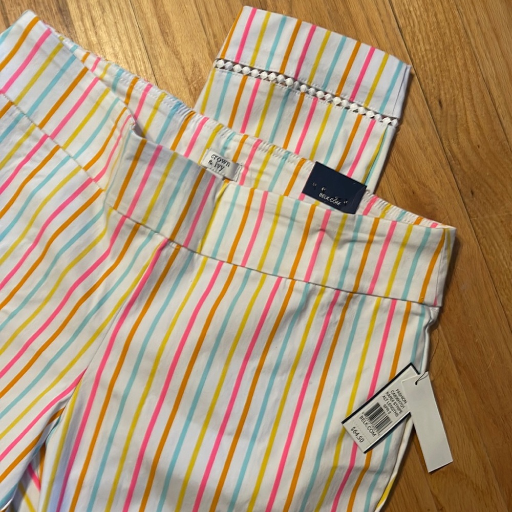 NWT Crown and Ivy Kardi striped ankle pants sizes 16W